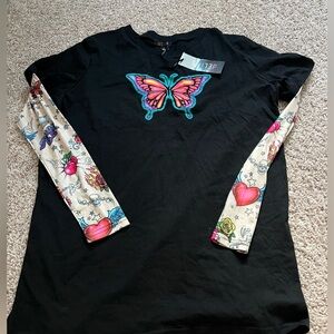 Delia’s butterfly tattoo sleeve T-shirt NWT